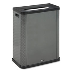 Elevate Container, Three-Sided Decorative Metal Trash Can or Cover, 23 Gallon Landfill, Pearl Dark Gray, Indoor